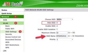 طريقة اخفاء شبكة الواى فاى لجميع أجهزة الراوتر 13 طريقة اخفاء شبكة الواي فاي te data - الراوتر القديم